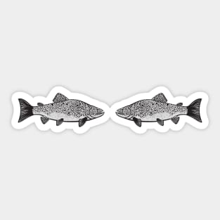 Brown Trout in Love - cute and fun fish design - light colors Sticker